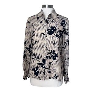 Vintage Rena Rowan 100% Silk Button-Up Blouse Size 12